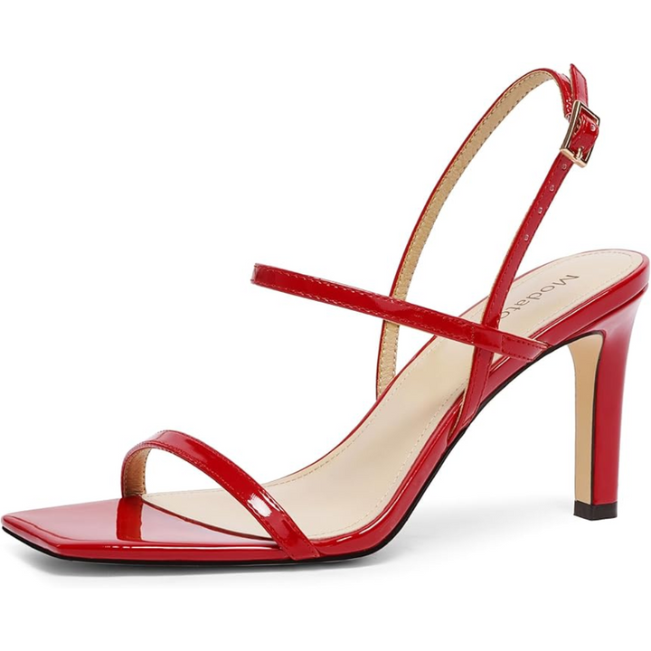 Strappy High Heel Sandals - Olivia-Red-2.5-The Livary
