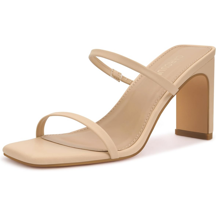 Trendy Block Heels with Square Toe – Eline-Skin colour-2.5-The Livary