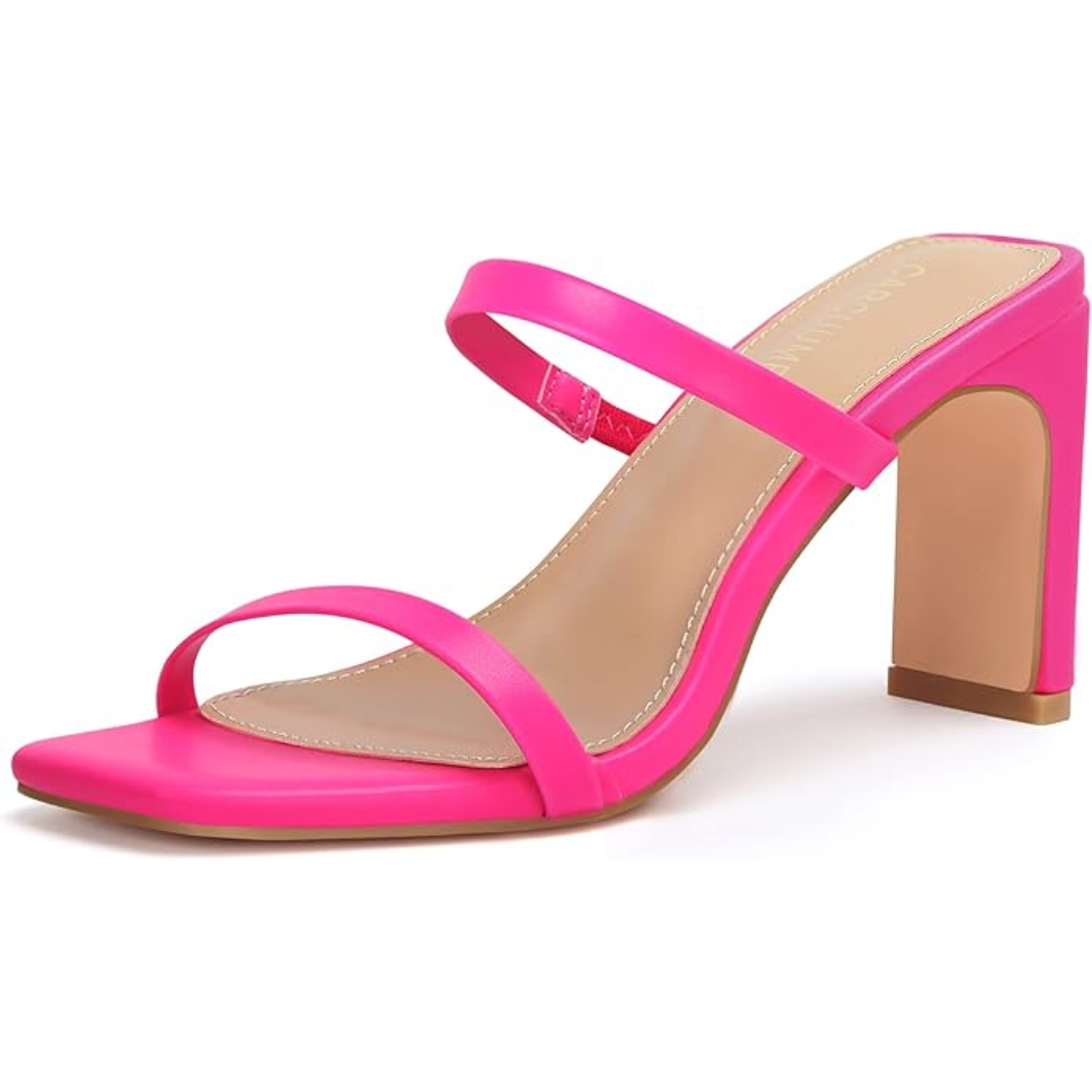 Trendy Block Heels with Square Toe – Eline-Pink-2.5-The Livary