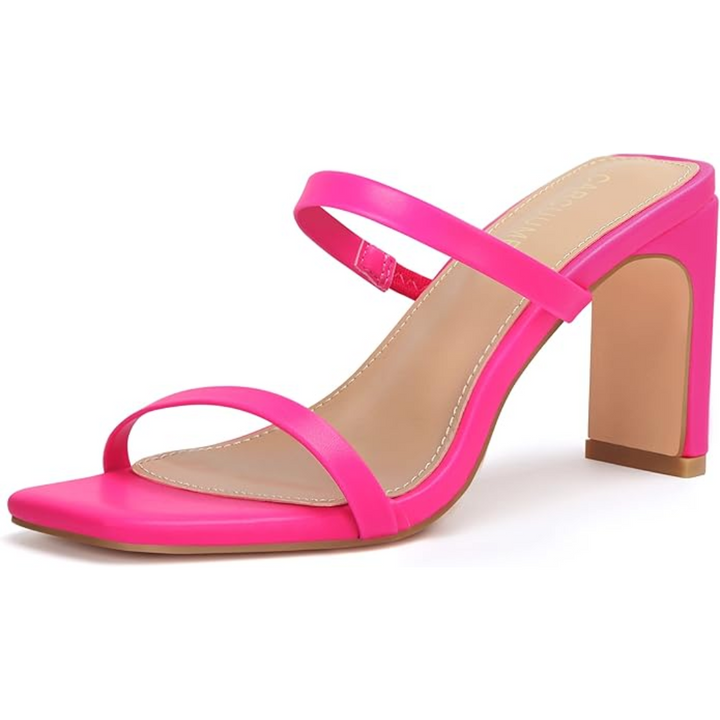 Trendy Block Heels with Square Toe – Eline-Pink-2.5-The Livary