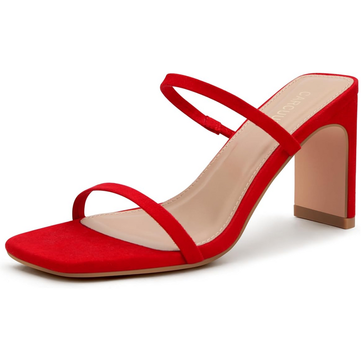 Trendy Block Heels with Square Toe – Eline-Red-2.5-The Livary
