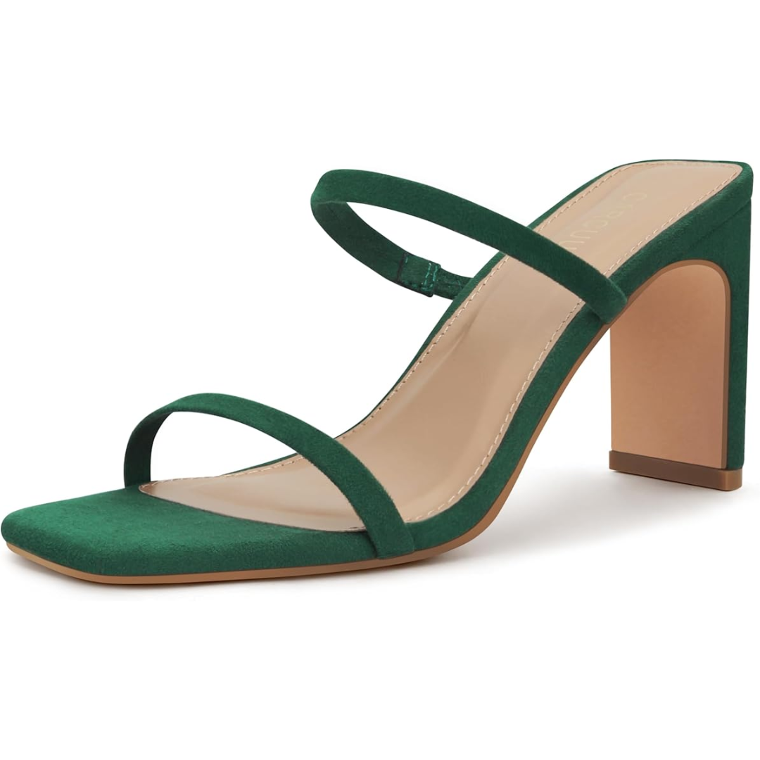 Trendy Block Heels with Square Toe – Eline-Green-2.5-The Livary