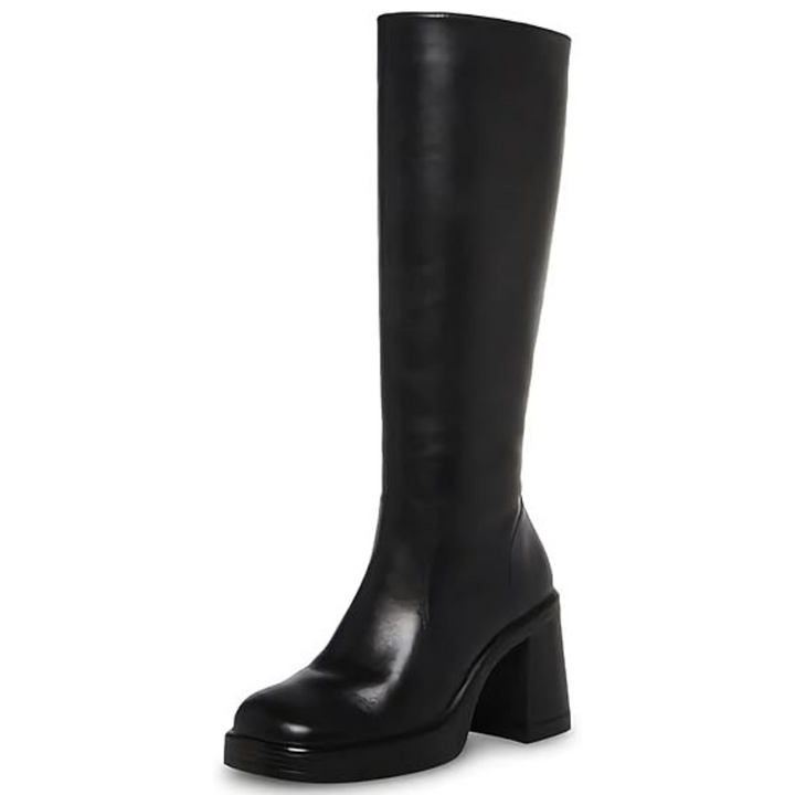 Leather Platform Boots with Block Heel - Ursula-Black-2.5-The Livary