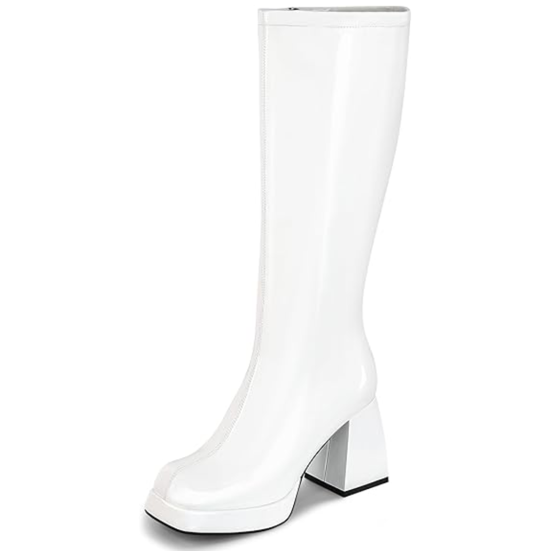 Leather Platform Boots with Block Heel - Ursula-Patent Wit-2.5-The Livary