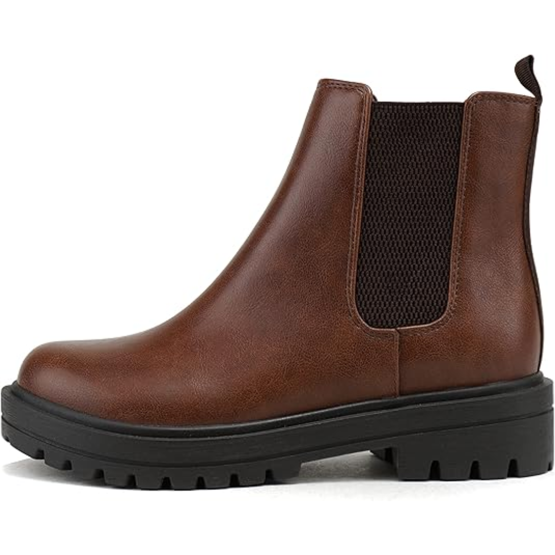 Chic Low Heel Chelsea Ankle Boots - Kailey-Cognac/Brown-3.5-The Livary
