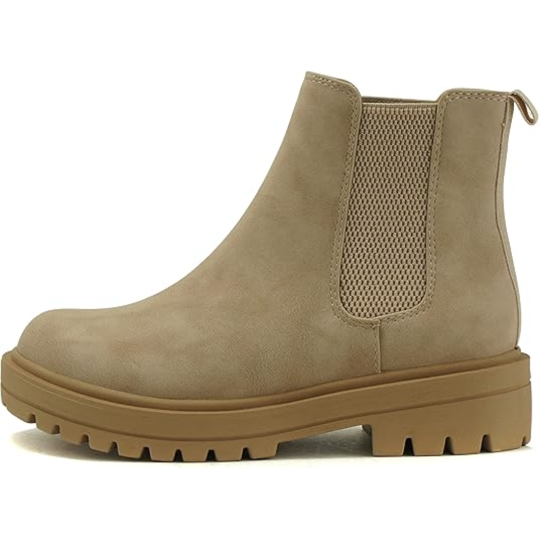 Chic Low Heel Chelsea Ankle Boots - Kailey-Beige-3.5-The Livary