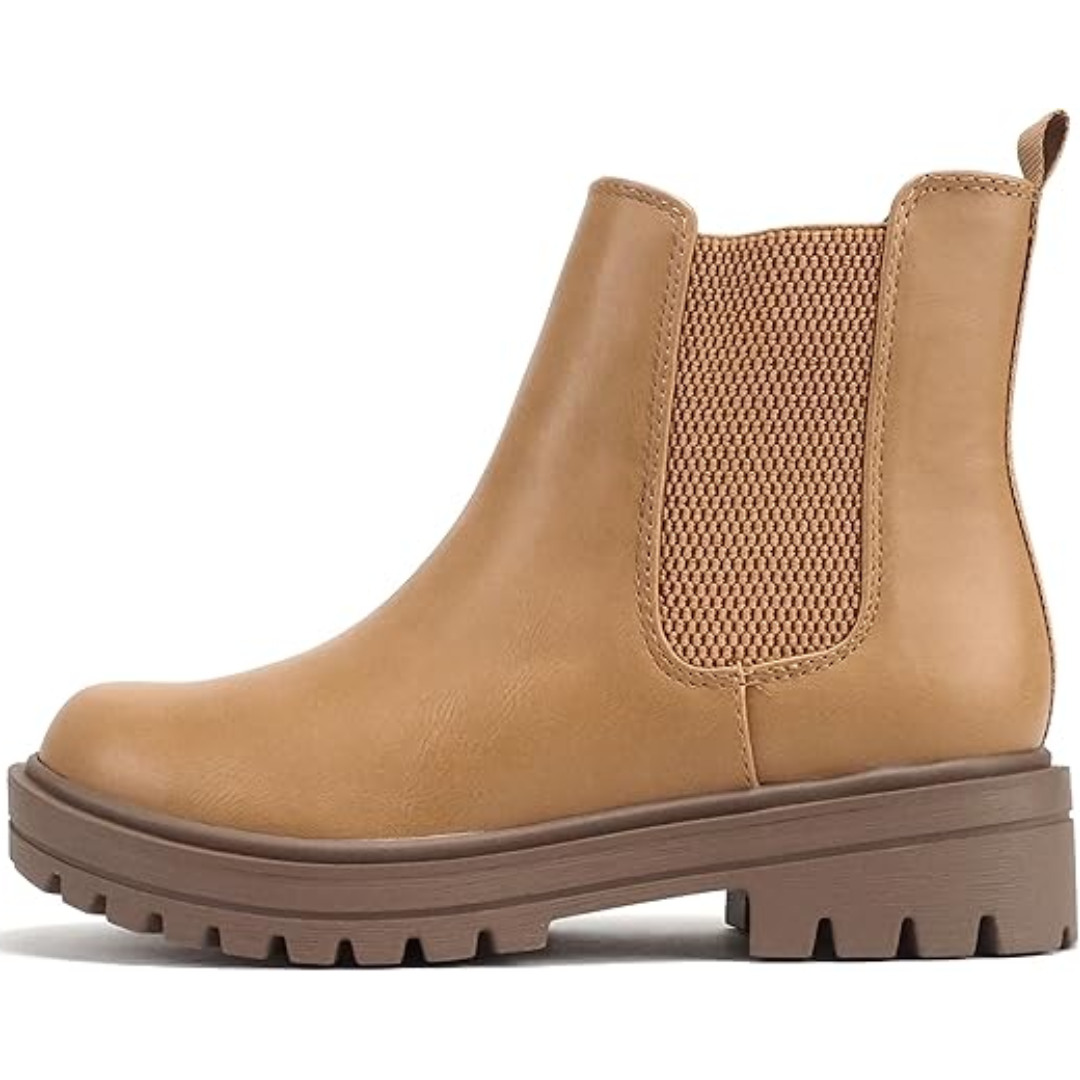Chic Low Heel Chelsea Ankle Boots - Kailey-Dark blonde PU-3.5-The Livary