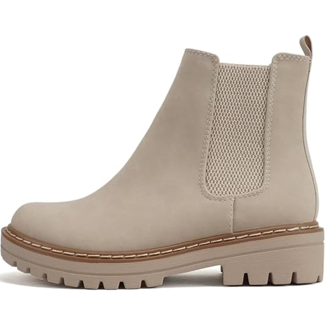 Chic Low Heel Chelsea Ankle Boots - Kailey-Cream/Tan-3.5-The Livary