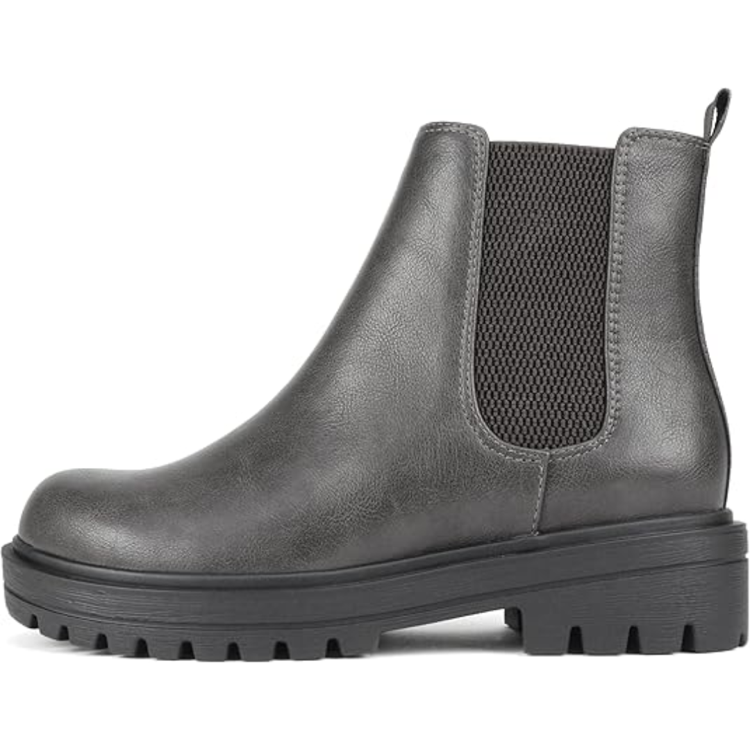 Chic Low Heel Chelsea Ankle Boots - Kailey-Dark grey PU-3.5-The Livary