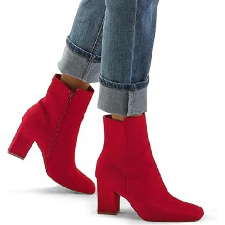 Chunky Block Heel Ankle Boots - Jamie-Black PU-3.5-The Livary