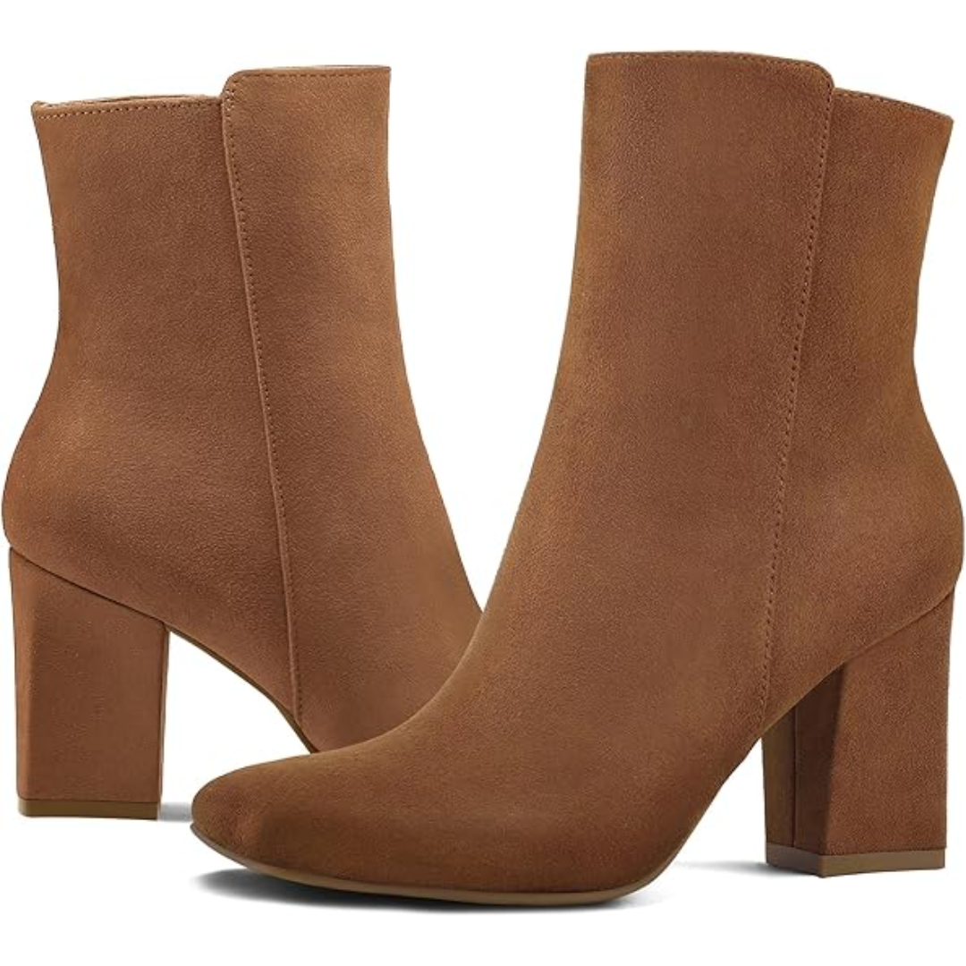 Chunky Block Heel Ankle Boots - Jamie-Black PU-3.5-The Livary