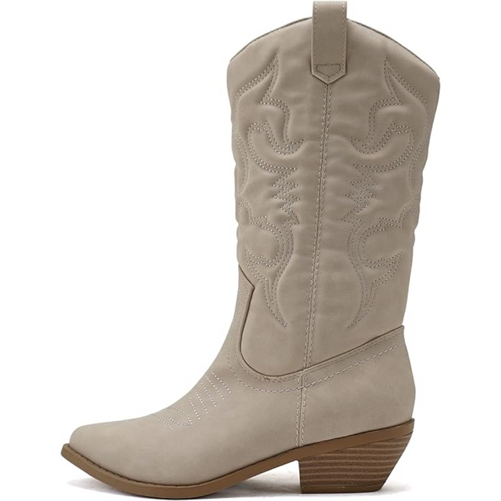 Stylish Western Pointed Cowboy Boots - Gracia-Sand-2.75-The Livary