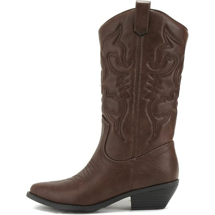 Stylish Western Pointed Cowboy Boots - Gracia-Dark brown-2.75-The Livary