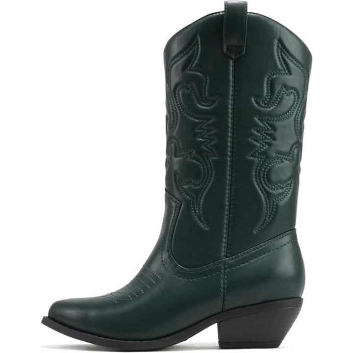 Stylish Western Pointed Cowboy Boots - Gracia-Green-2.75-The Livary