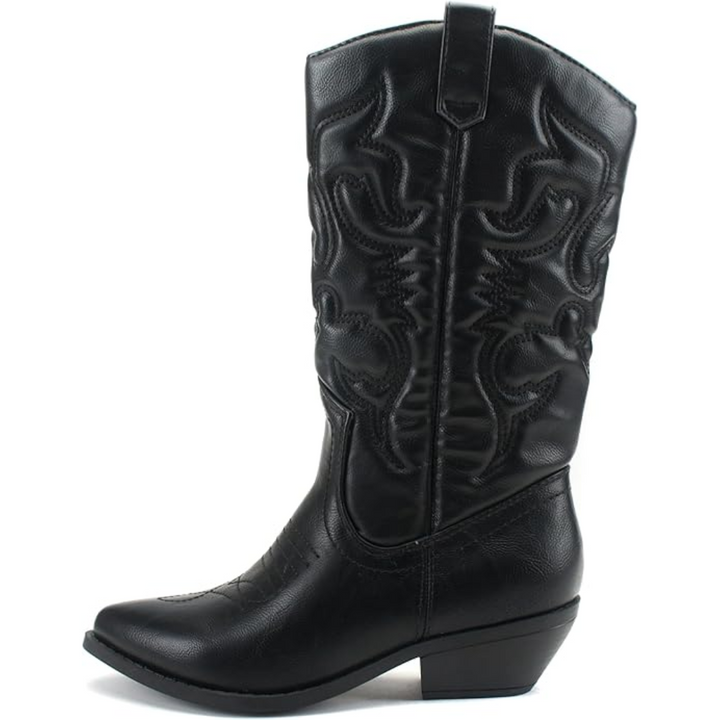 Stylish Western Pointed Cowboy Boots - Gracia-Black-2.75-The Livary