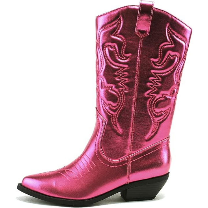 Stylish Western Pointed Cowboy Boots - Gracia-Metallic Fuchsia-2.75-The Livary