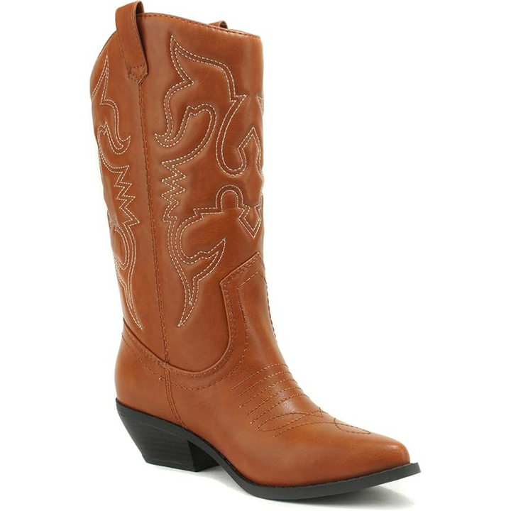 Stylish Western Pointed Cowboy Boots - Gracia-Sand-2.75-The Livary