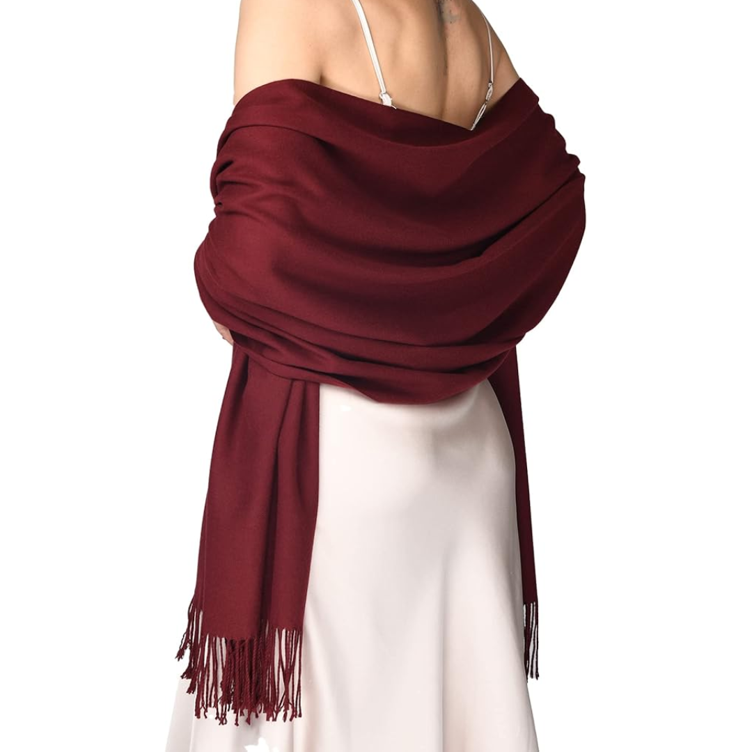 Trendy Pashmina Scarf for Women - Eleanor-Bordeaux red-The Livary