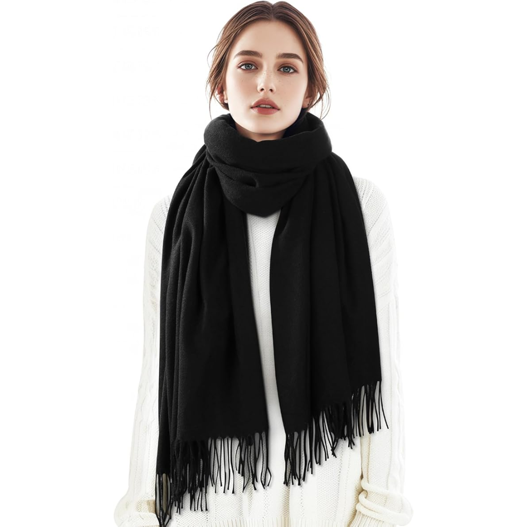 Soft Cashmere Winter Scarf - Martha-Black-The Livary