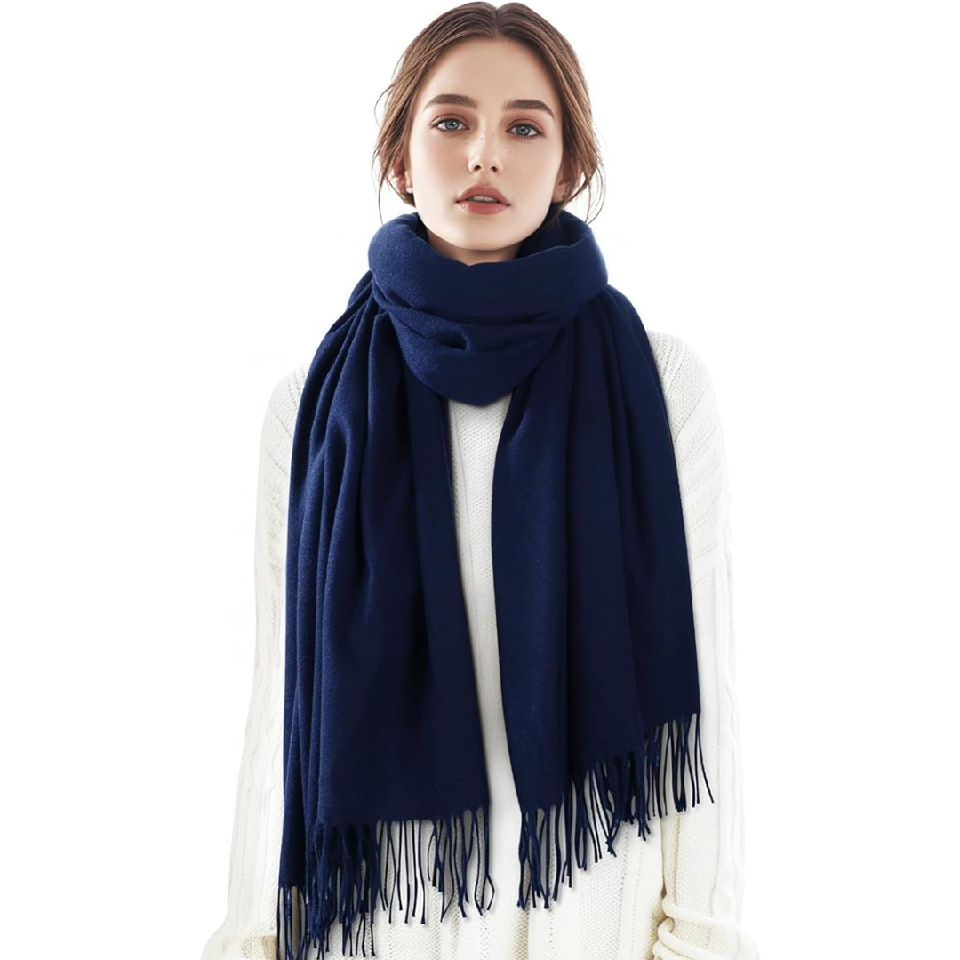 Soft Cashmere Winter Scarf - Martha-Marine blue-The Livary