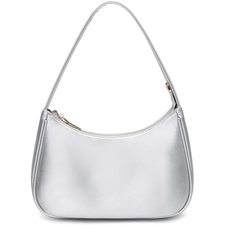 Mini Hobo Bag with Zipper - Sabrina-Silver-The Livary