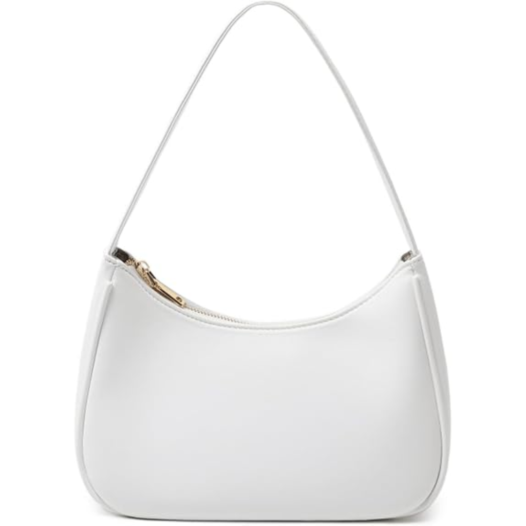 Mini Hobo Bag with Zipper - Sabrina-White-The Livary