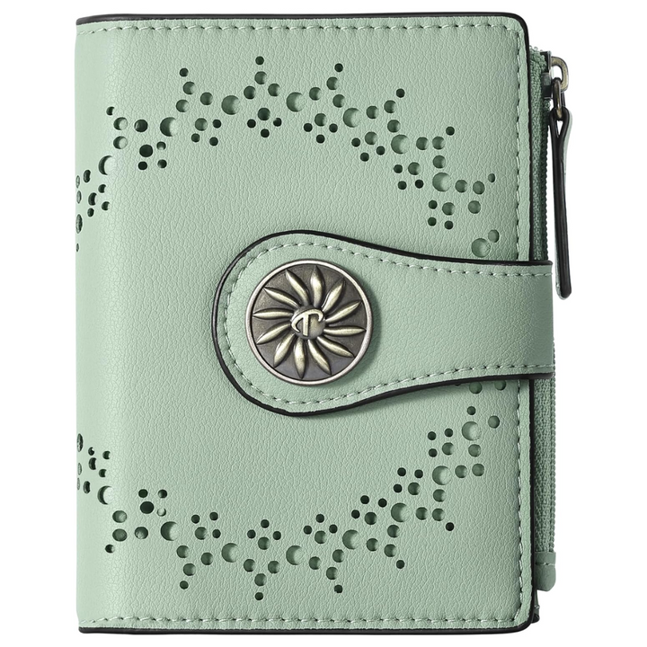 Slim Bifold RFID Ladies Wallet with Zipped Pocket - Claire-Green-The Livary