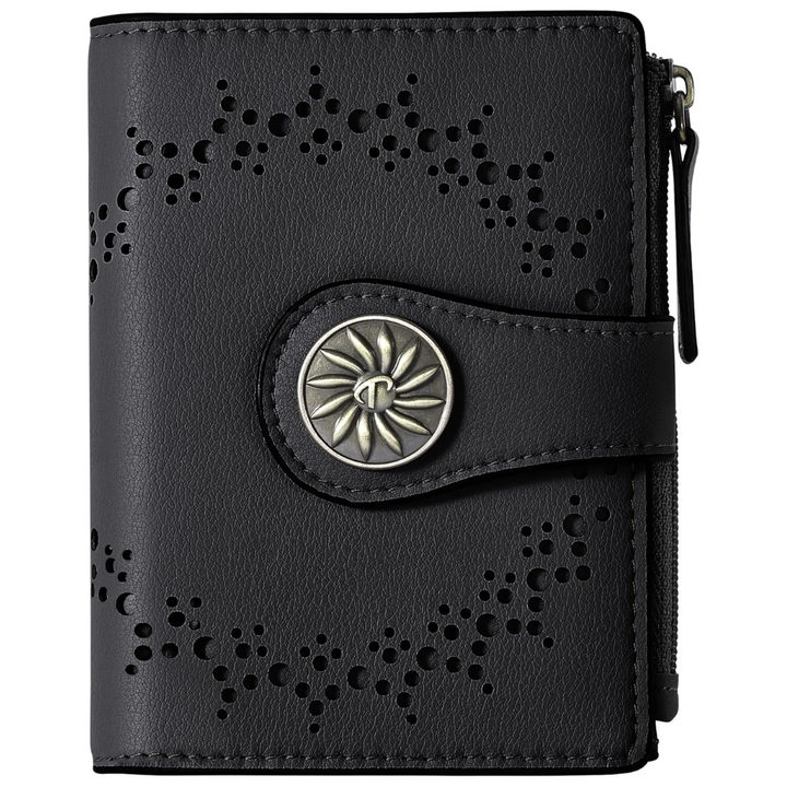 Slim Bifold RFID Ladies Wallet with Zipped Pocket - Claire-Black-The Livary