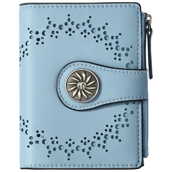 Slim Bifold RFID Ladies Wallet with Zipped Pocket - Claire-Blue-The Livary