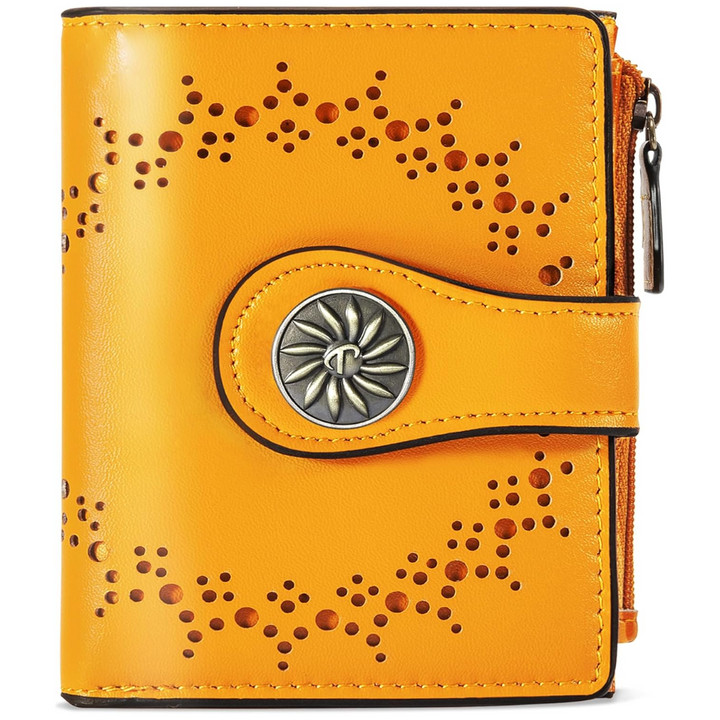Slim Bifold RFID Ladies Wallet with Zipped Pocket - Claire-Yellow-The Livary