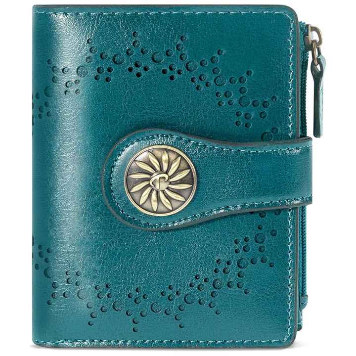 Slim Bifold RFID Ladies Wallet with Zipped Pocket - Claire-Pigeon blue-The Livary