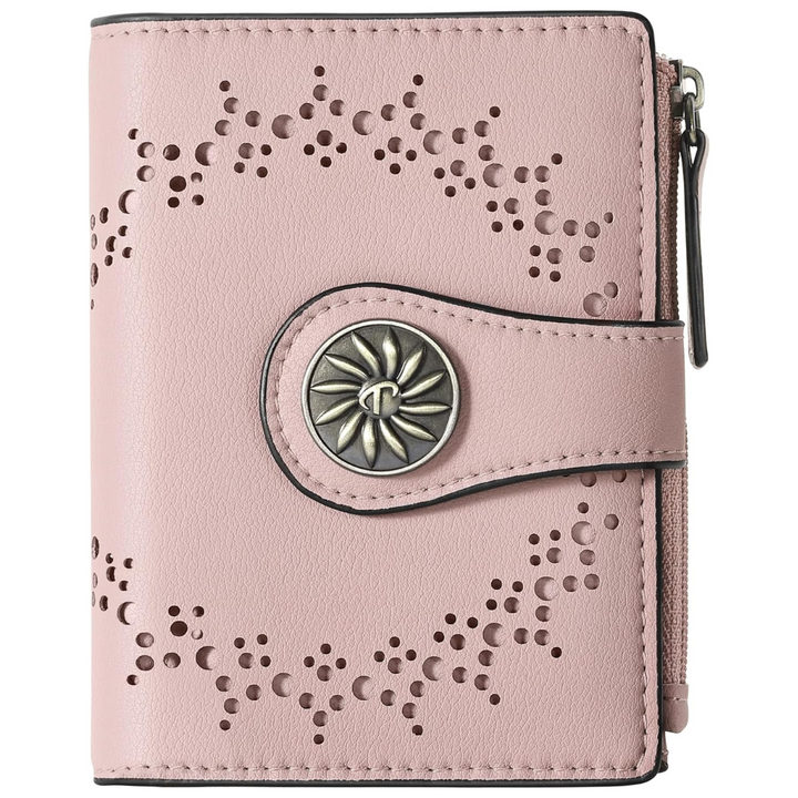 Slim Bifold RFID Ladies Wallet with Zipped Pocket - Claire-Pink-The Livary
