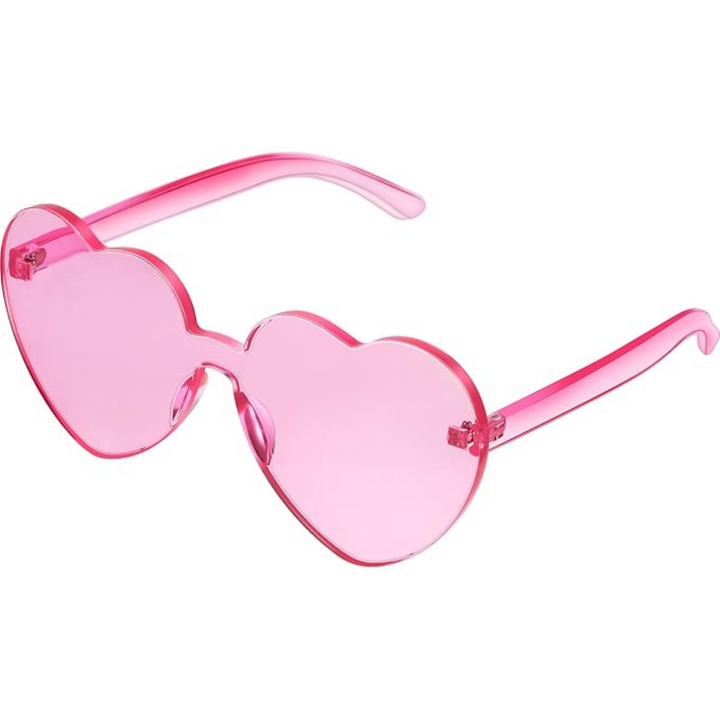 Trendy heart-shaped sunglasses without a frame in a transparent look - HeartBlitz-Pink-The Livary