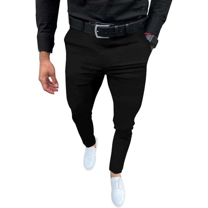 Men's Slim Fit Stretch Trousers - Evert-Black-S-The Livary