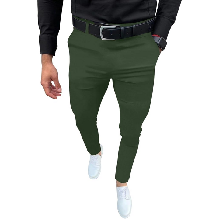 Men's Slim Fit Stretch Trousers - Evert-Green-S-The Livary