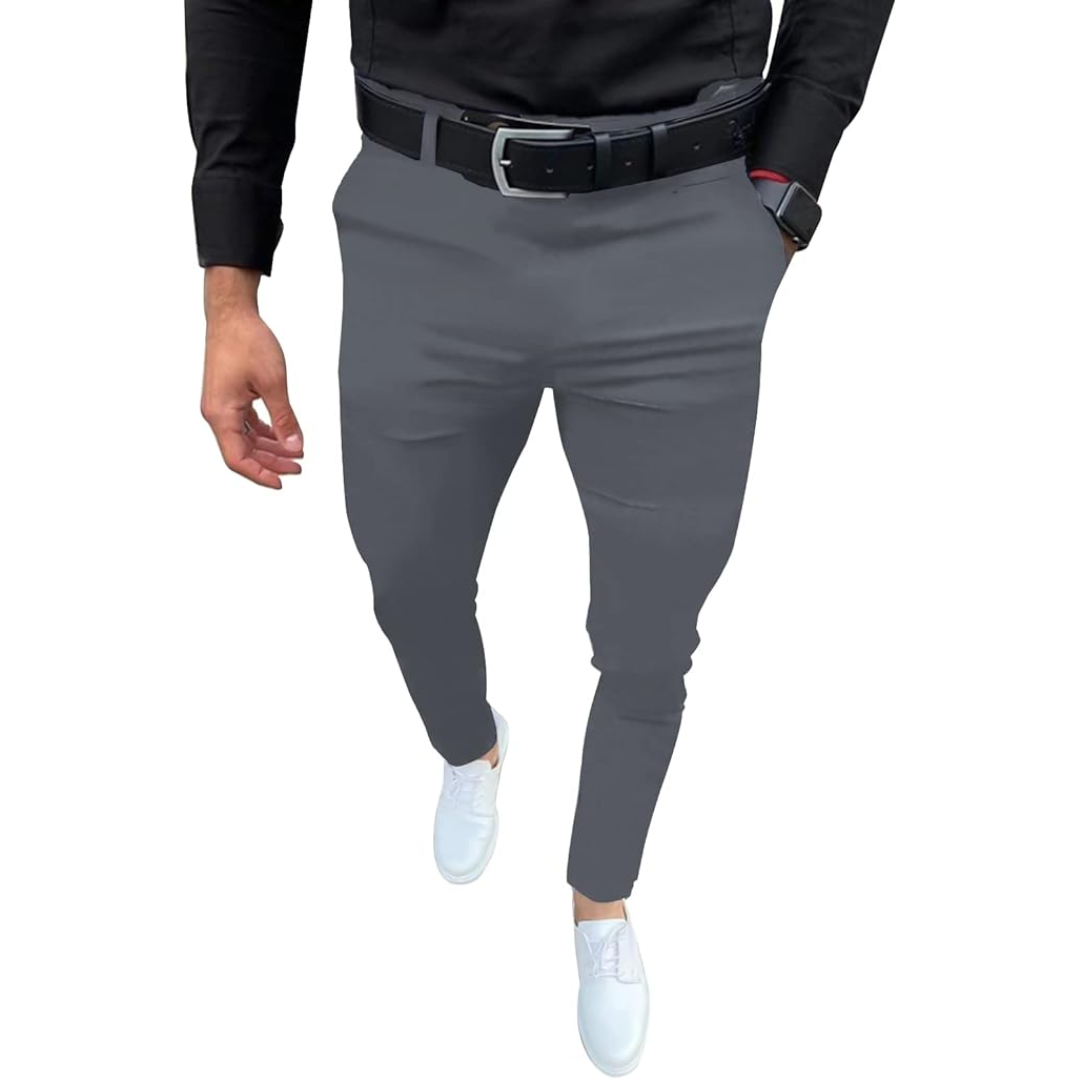 Men's Slim Fit Stretch Trousers - Evert-Grey-S-The Livary