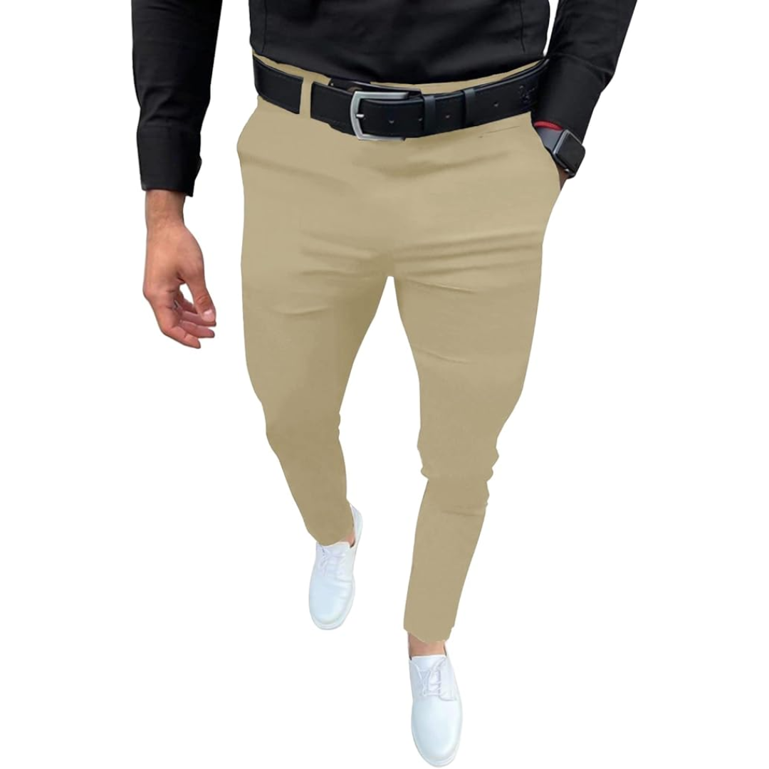 Men's Slim Fit Stretch Trousers - Evert-Khaki-S-The Livary