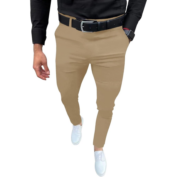 Men's Slim Fit Stretch Trousers - Evert-Dark Khaki-S-The Livary