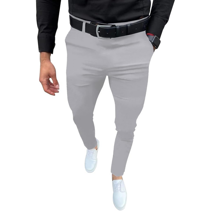 Men's Slim Fit Stretch Trousers - Evert-Light Grey-S-The Livary