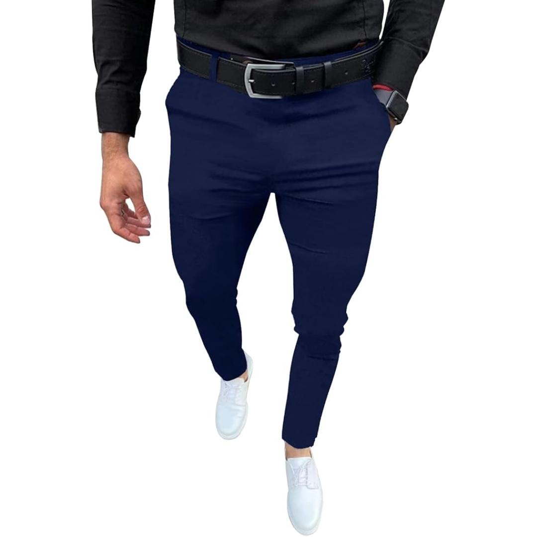 Men's Slim Fit Stretch Trousers - Evert-Marine blue-S-The Livary