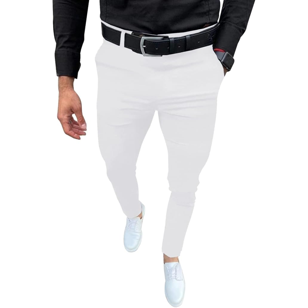 Men's Slim Fit Stretch Trousers - Evert-White-S-The Livary