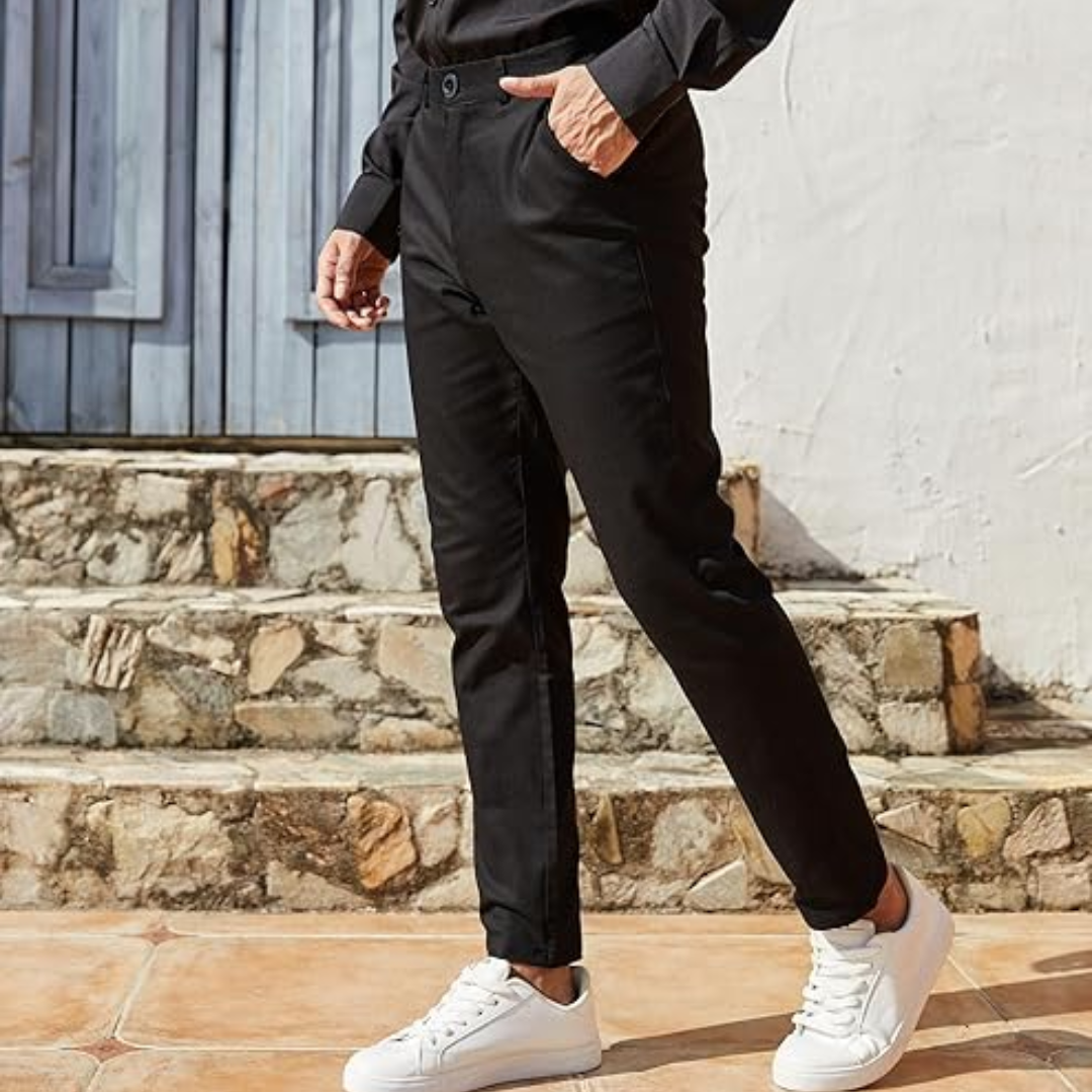 Men's Slim Fit Stretch Trousers - Evert-Black-S-The Livary