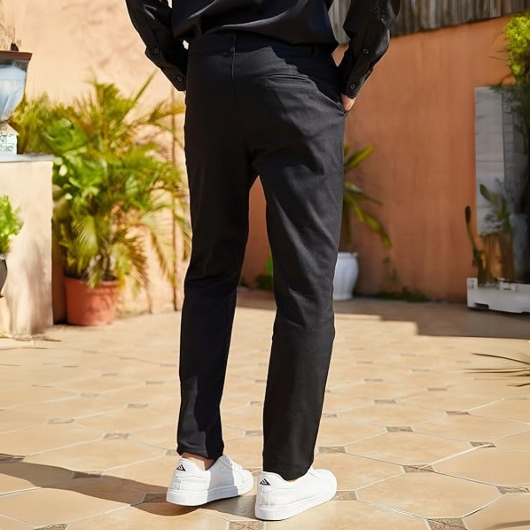 Men's Slim Fit Stretch Trousers - Evert-Black-S-The Livary