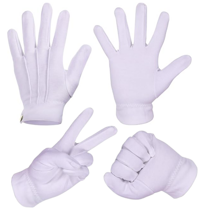 White Cotton Santa Gloves - Holly-The Livary