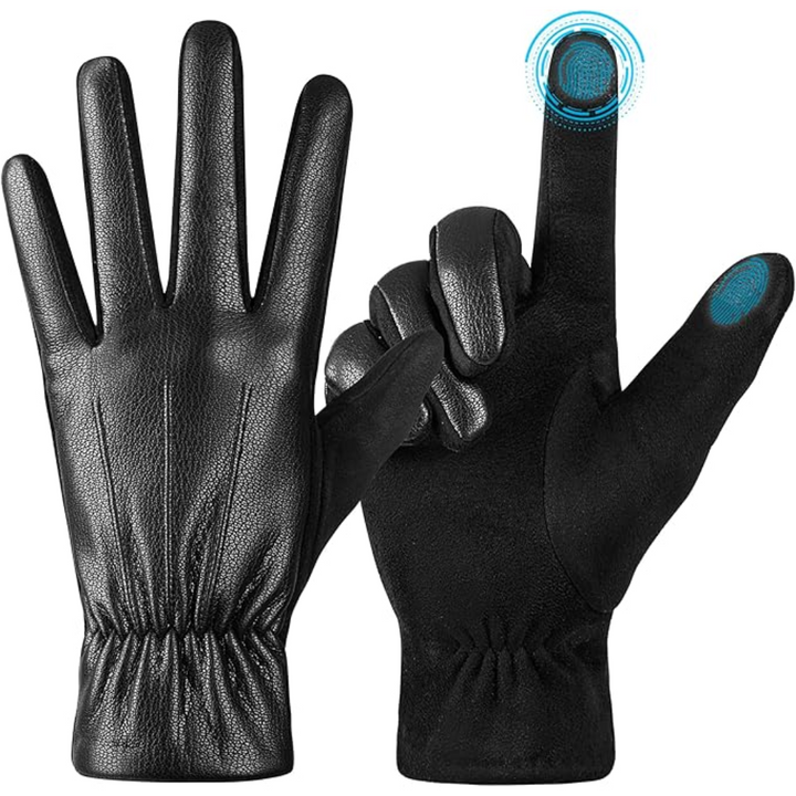 Winter Touchscreen Gloves made of Suede Leather - Victor-Black-M-L-The Livary