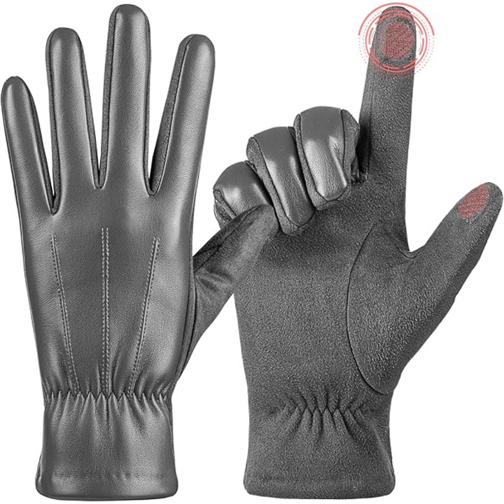 Winter Touchscreen Gloves made of Suede Leather - Victor-Black-M-L-The Livary