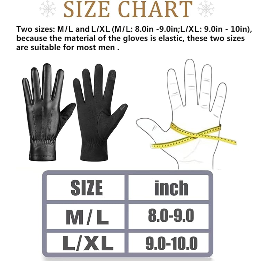 Winter Touchscreen Gloves made of Suede Leather - Victor-Black-M-L-The Livary