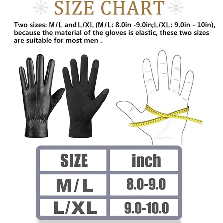 Winter Touchscreen Gloves made of Suede Leather - Victor-Black-M-L-The Livary