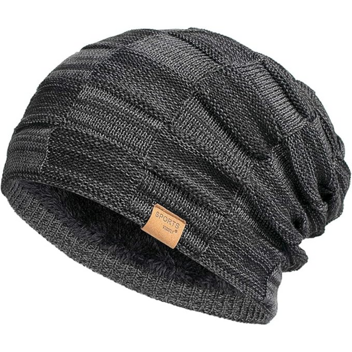 Slouchy Knitted Beanie - Luca-Black-The Livary