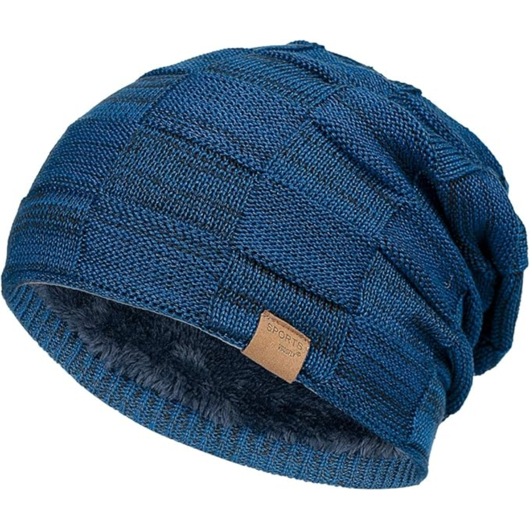 Slouchy Knitted Beanie - Luca-Blue-The Livary